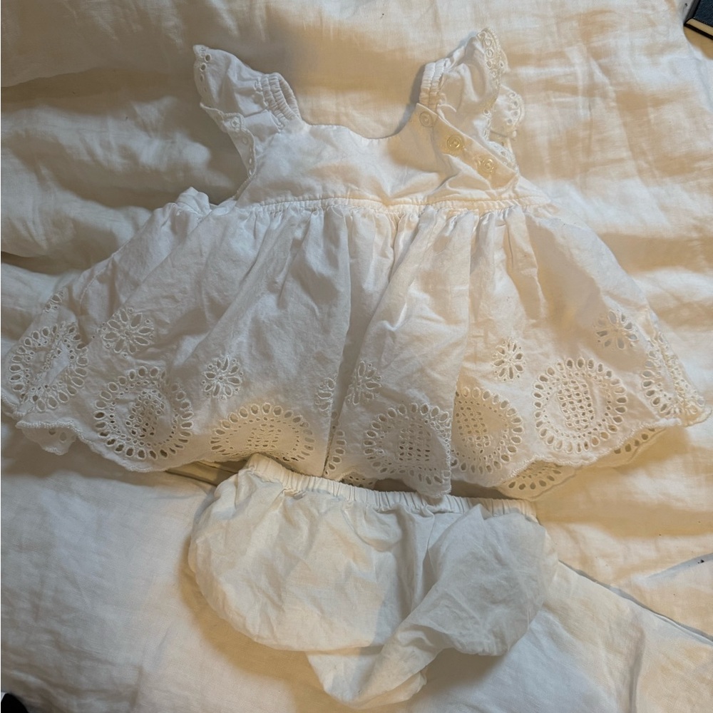 Baby Gap White Eyelet Baby Dress with Bloomers